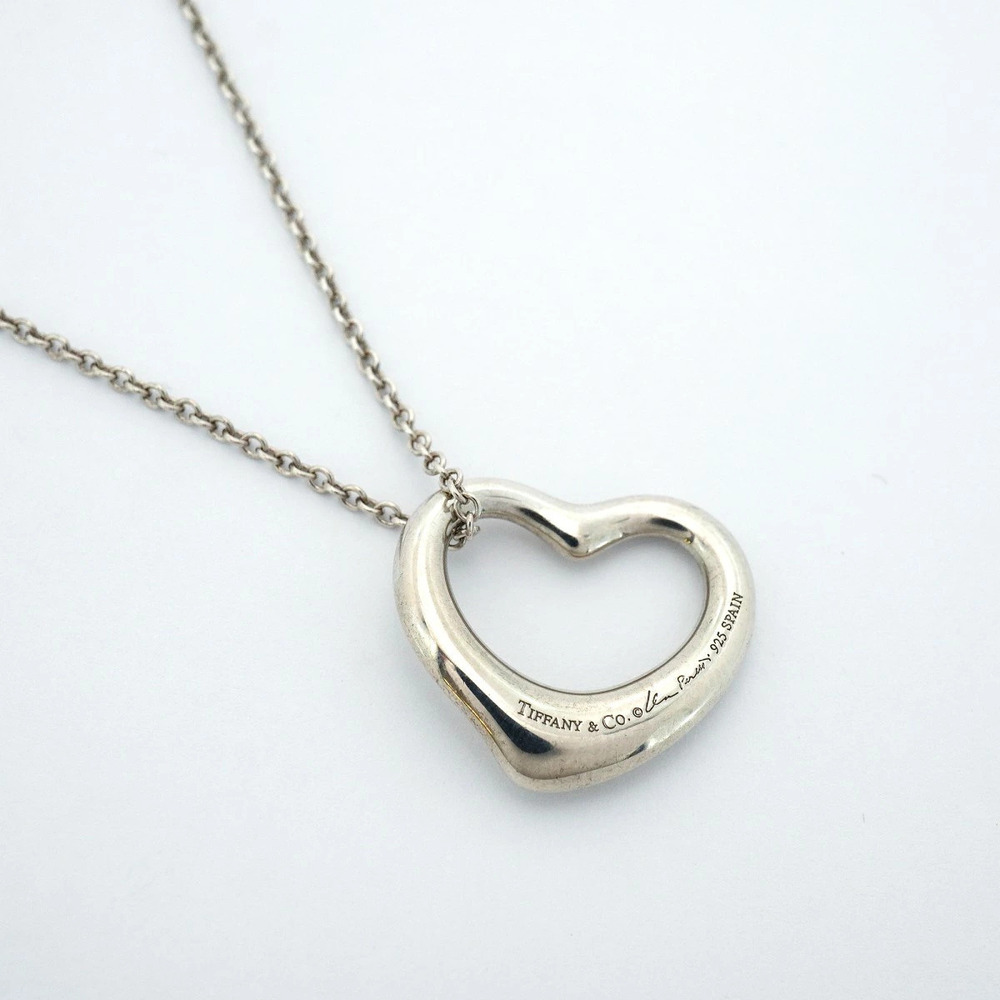 Tiffany Co Open Heart Necklace Silver
